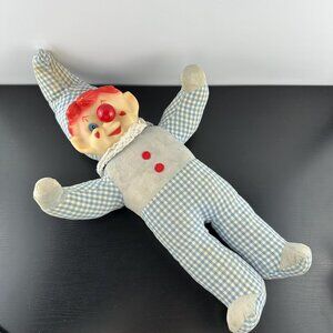Vintage 80s Ganz Bros Musical Clown Face Plush Wind Up Red Nose 19”